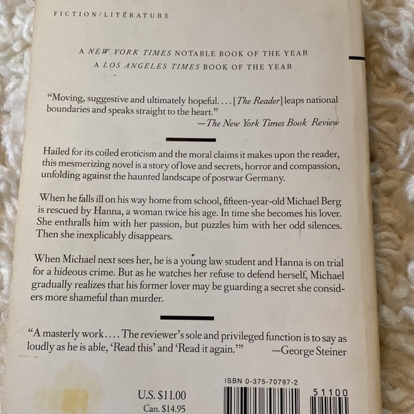 THE READER  a Novel by BERNHARD SCHLINK OPRAH’S BOOK CLUB - CLEAN PB - Picture 3 of 4